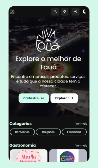 Tela inicial do aplicativo Viva Tauá: Explore o melhor de Tauá